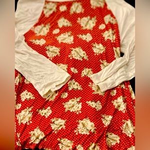 POSH SHOW Amelia James Baseball Tee Floral Polka Dots Size XL